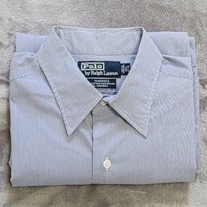 Ralph Lauren Dress Shirt Men's Blue White Long Sleeve Button Down Size 15 1/2